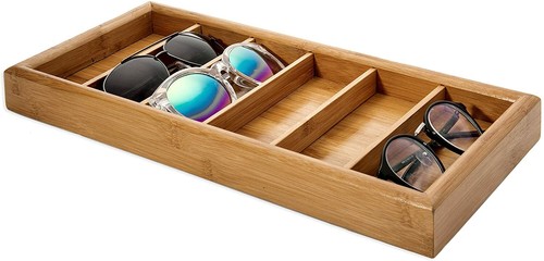 MyGift Modern Bamboo 6-Slot Sunglasses Storage Case/Eyewear Display Tray - Picture 4 of 5