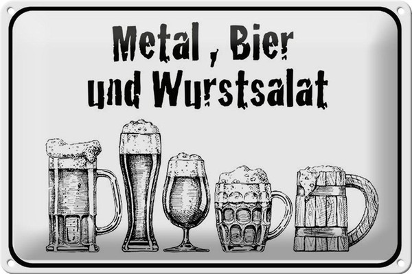 Blechschild Hinweis 30X20 Cm Metal Bier Und Wurstsalat Deko Schild Tin Sign-image