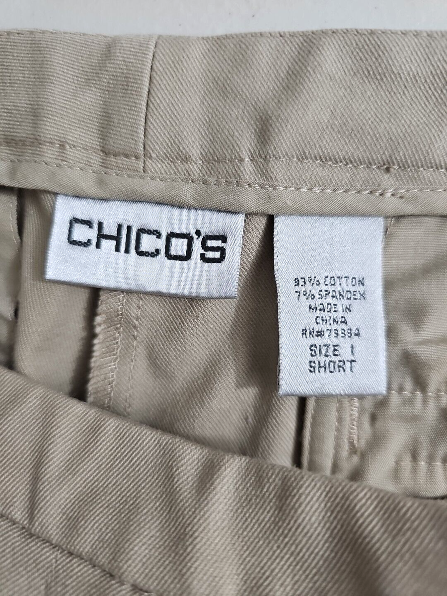 Chico's ~Woman Size 1 (US 8) Short~ Beige Chino Pants Straight Leg