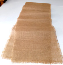 Fringed Natural Burlap Table Runner 14" x 72" Rustic Farmhouse Decor