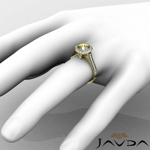 Custom Round Halo Semi Mount Pave Bezel Setting Diamond Engagement Ring 0.47Ctw - Picture 31 of 33