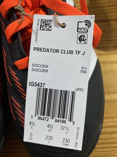Adidas Predator League L FG Cleats Black White Orange - Youth Size 5 - Picture 2 of 10