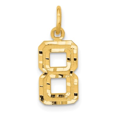 10K Gelbgold gegossen kleiner Diamantschliff Nummer 8 Charm