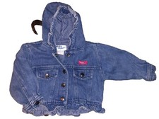 Vintage Osh Kosh B  Gosh Denim Jean Jacket Pink Label Size 24m Hooded Snap Girls