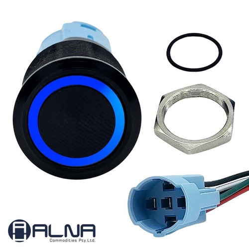 Round Switch Push Button Latching ON OFF 12V 16mm NO NC IP67 BLUE LED ...