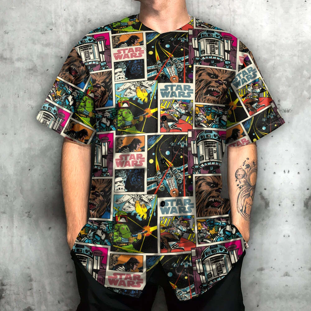 Starwars Print Comic Pattern - Baseball Jersey - Owl Ohh