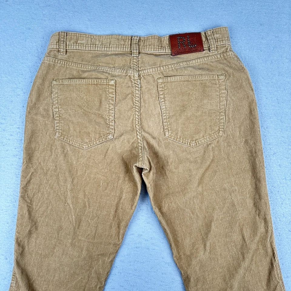 Vintage Ralph Lauren Corduroy Pants Womens 8 Tan Bootcut Flare Western Cords - Image 4 of 4