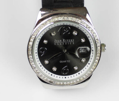 Joan Rivers Black Watch Stainless Steel Band Rhinestone Accent Elegant Timepiece Joan Rivers Stainless Steel Band Wristwatches | eBay main image 4