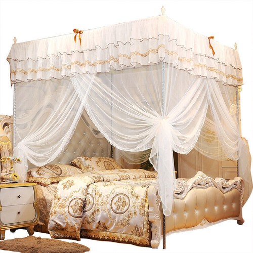 Luxus Prinzessin Vier Eck Pfosten Bett Vorhang Baldachin Netz Moskitonetz Bettwäsche - Bild 11 von 12