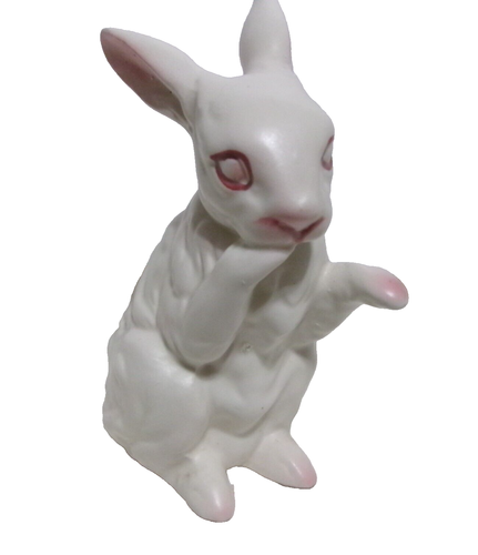 VINTAGE NAPCOWARE WHITE RABBIT PORCELIAN FIGURE C-6390 ALBINO BUNNY PINK EYES - Picture 16 of 16