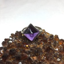 Great Handmade Natural Faceted Square Amethyst, Sterling Silver Ring. Size 5 1/2