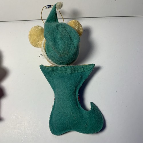 Vintage Felt Mouse Ornaments Santa Mouse Mouse in Stocking Made Japan Set of 2 - Picture 9 of 14
