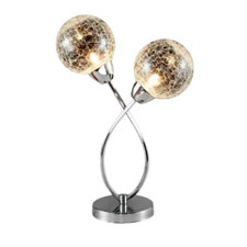 Image of 2 GLOBE CHROME SILVER SPHERE GLASS TABLE LAMP MODERN HOME DECOR LIGHTING