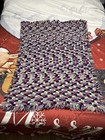 vintage Afghan Hand crocheted Rectangle Pattern, Unique 30 X 44 Throw