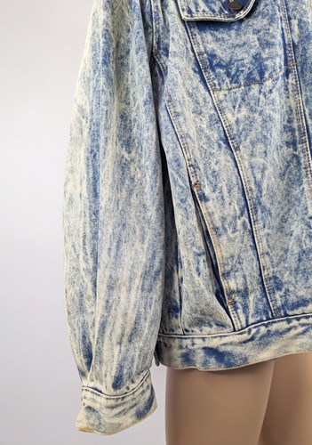 VTG FRENCH CONNECTION 90s Blue Acid Wash Relaxed Fit Denim Jacket Size L Casual - Picture 5 of 10