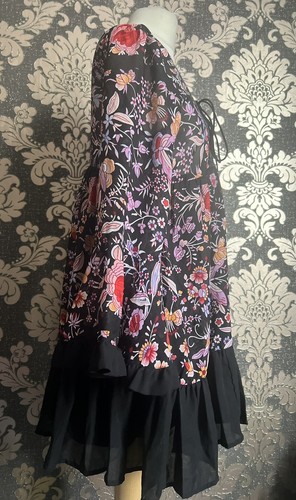 Boohoo Floral Print Ruffle Hem Bell Sleeve Dress Size12 - Picture 13 of 18