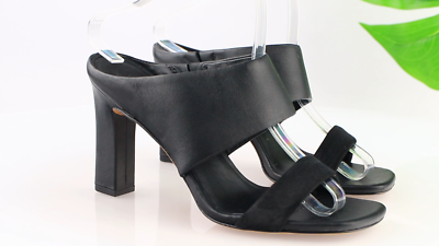 Vince Womens Quinn Sandal Size 8.5 Black Leather Block Heel Mule
