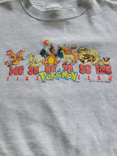 1999 VTG POKÉMON Sweatshirt Fire Team Sz 7 Child Made USA Pokemon Silkscreen - Picture 2 of 17