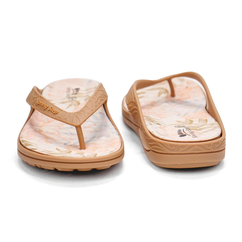 Women Spring Step Contilo Cushioned Flip Flop Thong Sandals - Tan - Image 4 of 4