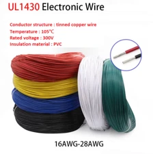 Single Core Single Strand Cable 16AWG-28AWG PVC Electronic Wire Tinned Copper