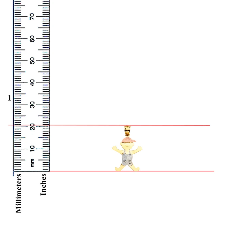 Pingente de ouro 14K tricolor menino para colar ou corrente - Imagem 3 de 4