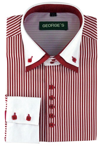 CAMISA DE MODA HOMBRE 60% ALGODÓN 40% POLIETILENO RAYAS DOS TONOS PUÑO FRANCÉS AH 606 - Imagen 4 de 10