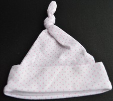 NEW White pink polka dot spotted beanie 100 cotton baby hat 0-3mnth