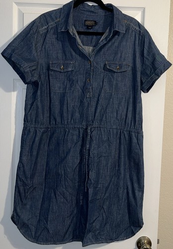 Pendleton Dress Chambray Shirt Dress Womens Size Large Blue Denim Western