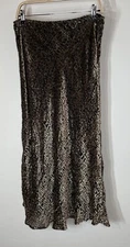 VTG Neman Marcus Burn Out Brown Velvet Skirt Bias Cut SZ 14 Rayon Silk