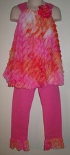 Girls RARE EDITIONS TOP  LEGGINGS 6 Ruffles Bubble SHIRT  PANTS 2pc PINK Kids