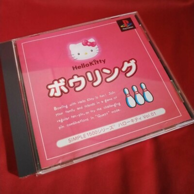 Japan Anime Sanrio Hello Kitty PlayStation PS GAME SOFT SIMPLE 1500 Bowling rare