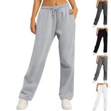 Women  s Fleece Lined Sweatpants Wide Straight Leg Pants Bottom Sweatpants
