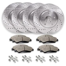 Front & Rear Drilled Brake Rotors + Pads for 2014-2021 Infiniti Q50 Q60