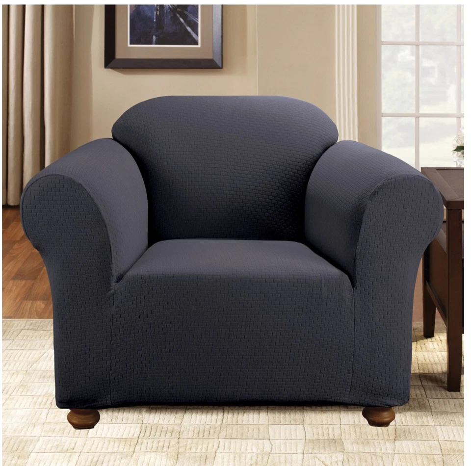 🛋 SUREFIT CHAIR SLIPCOVER  STRETCH SUBWAY STORM BLUE👌Good Condition‼️AS SHOWN‼ - Image 2 of 3