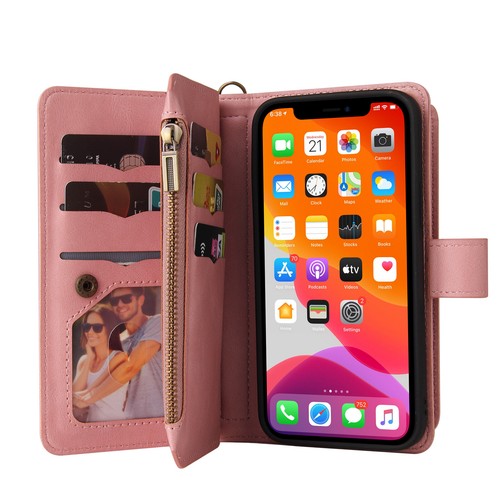 15 Cards Zipped Multifunction Wrist Wallet PU Leather Case For Various Models - Picture 7 of 26