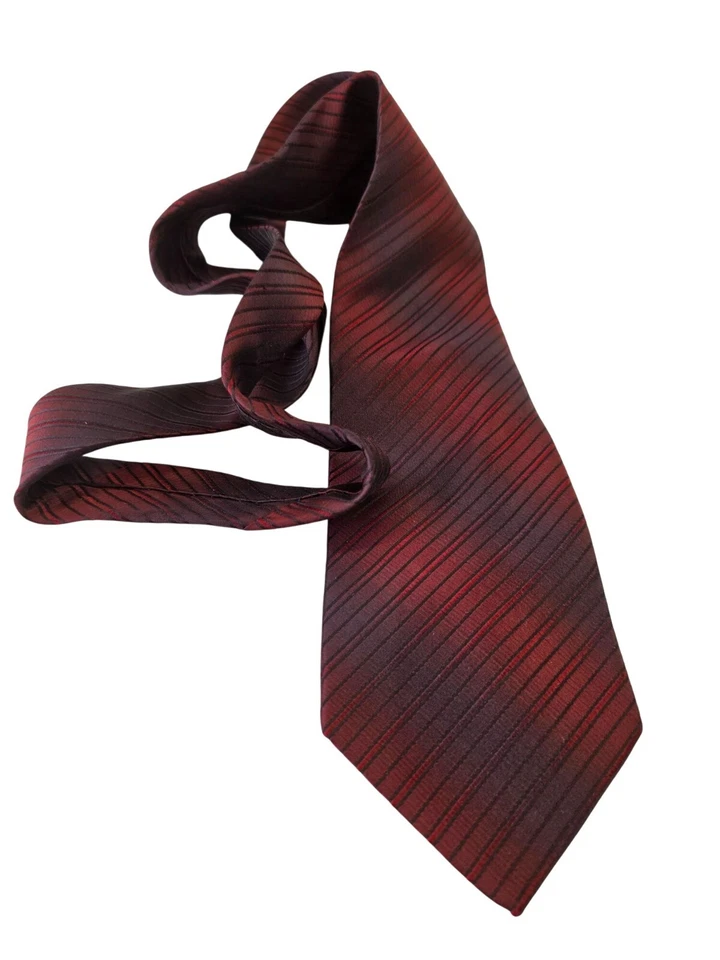 Paul Dione Y2K Bold Burgundy Angled Stripe Tie 4x61 Formal Suit Tie Foto 3 de 4