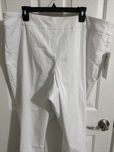 Womens White Shape Me Long Pants Size 24W Shape Me Hidden Stretch Panels Pull On - Picture 17 of 17