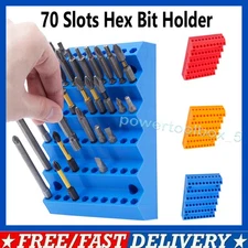 Hex Bit Holder Rack w/70 Hole Bit Storage 1/4 Inch Hex Screwdriver Bit Organizer