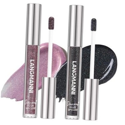 2 Colors Diamond Glitter Lip Gloss Set,Long 0.07 Fl Oz (Pack of 2) #09+10