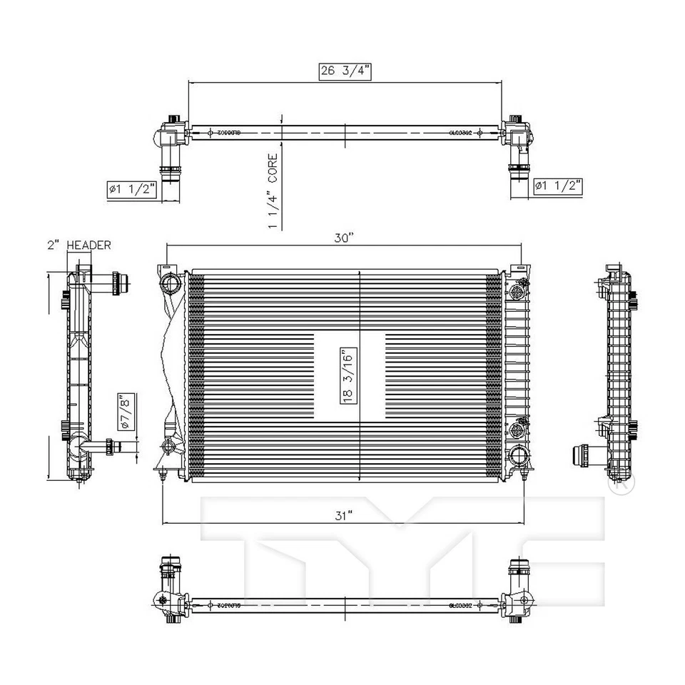 Conjunto de radiador TYC 2828 para 06-11 Audi A6 A6 Quattro Foto 4 de 4