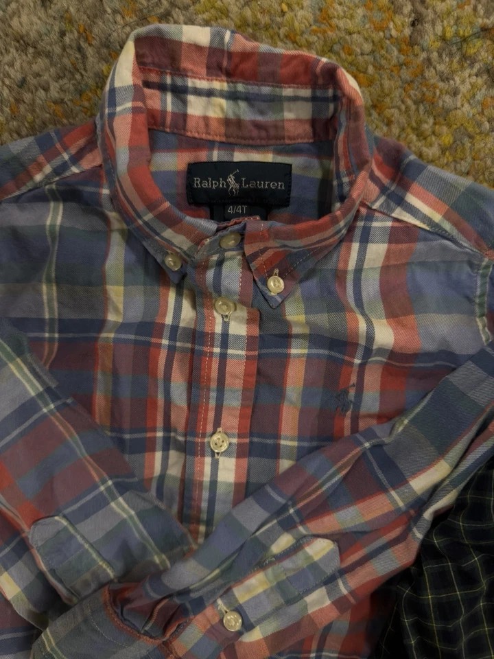 Lot of 3 RALPH LAUREN Boys 4 / 4T  L/S  BUTTON DOWN SHIRTS Plaid N' Stripes - Image 3 of 4