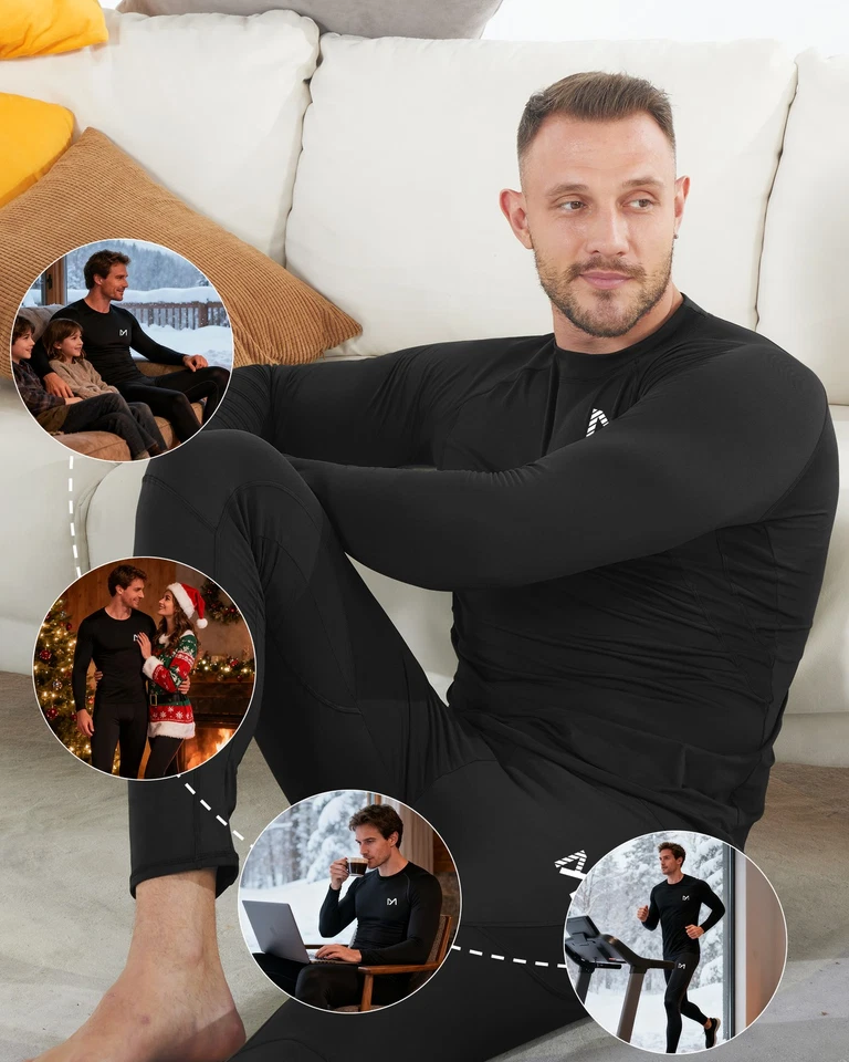 2 Set 4 Pack Mens Thermal Compression Base Layer Underwear Shirt Tights Pant Ski - Image 4 of 4