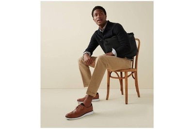 Cole Haan Mens 2 ZEROGRAND Laser Wingtip Oxford Brown White  display picture 1