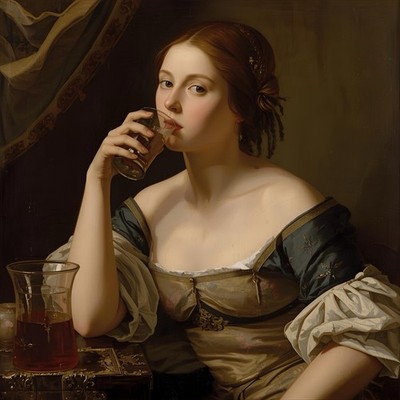Akt Mit Drink weiblich Malerei Gemälde Zimmer Dame Schloss Frau Kunstdruck