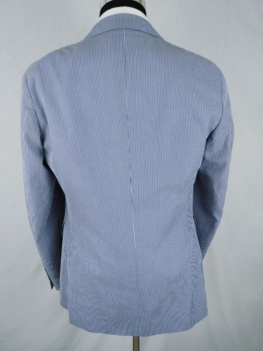 Chaqueta Blazer Chaqueta Deportiva Etro Milano Italia Para Hombres 40/42R Seersucker Azul Marino - Imagen 14 de 18