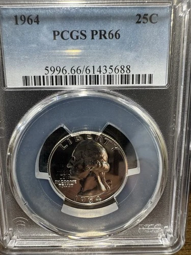 1964 (P) Washington Quarter Gem Proof 90% Silver PCGS PR66
