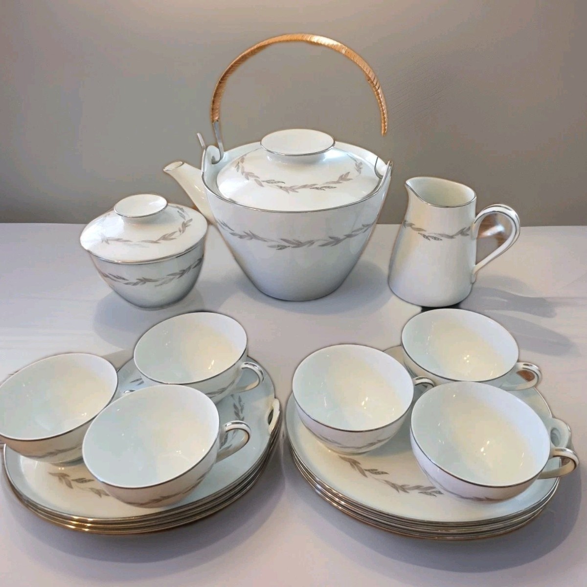 Noritake China “Graywood” 6041 Tea & Snack Set for 6 Japan