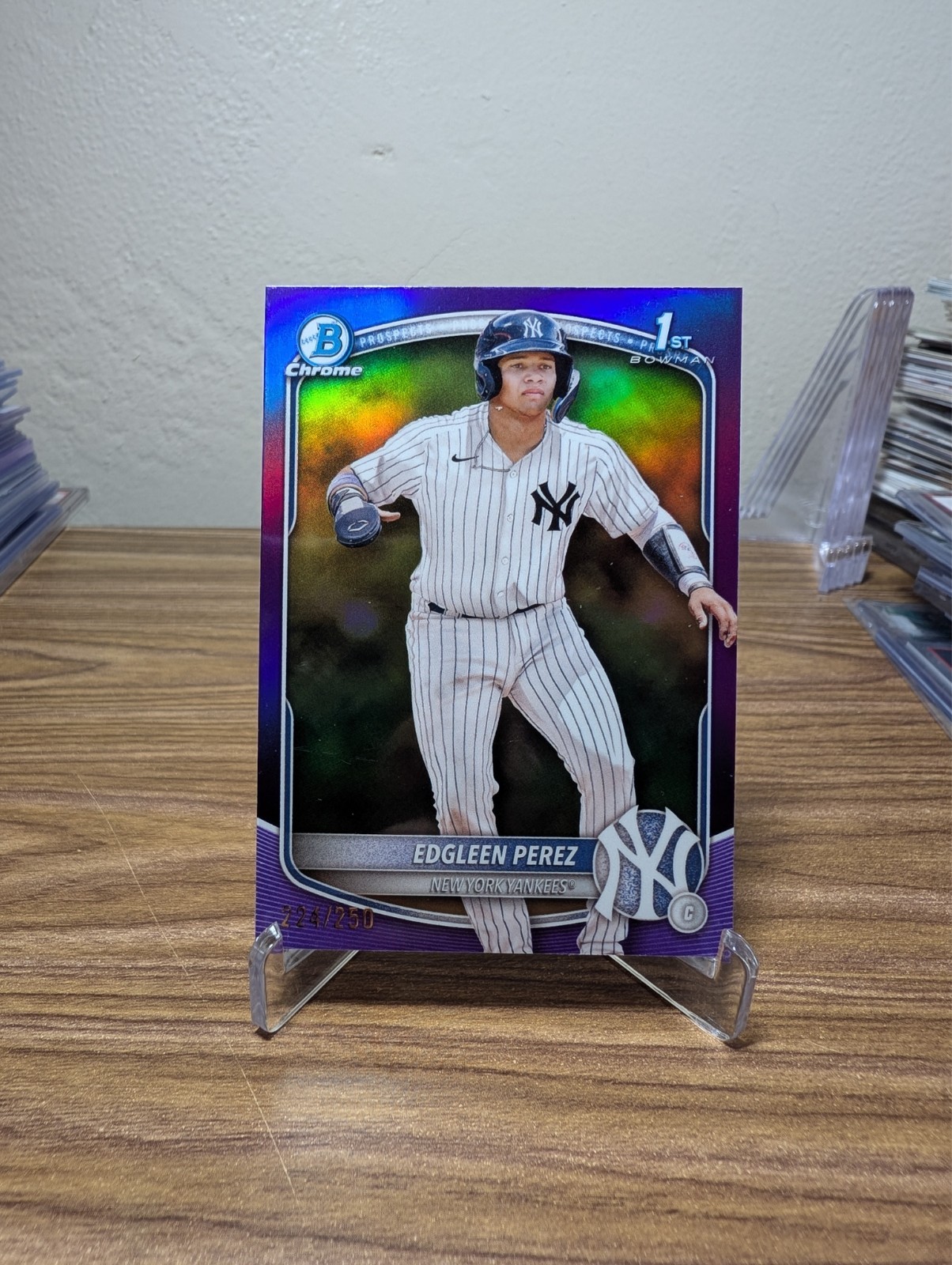 2025 Bowman Chrome Prospects Edgleen Perez #BCP-80 Purple Refractor /250 RC 1st