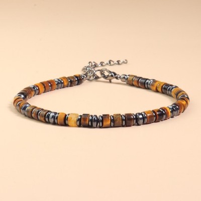 Natürliches Tigerauge Hämatit Armband Heilkristall Vertrauen stärken für Männer