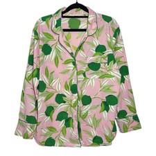 Printfresh Organic Cotton Pink Green Lime Print Long Sleeve Pajama Top Small